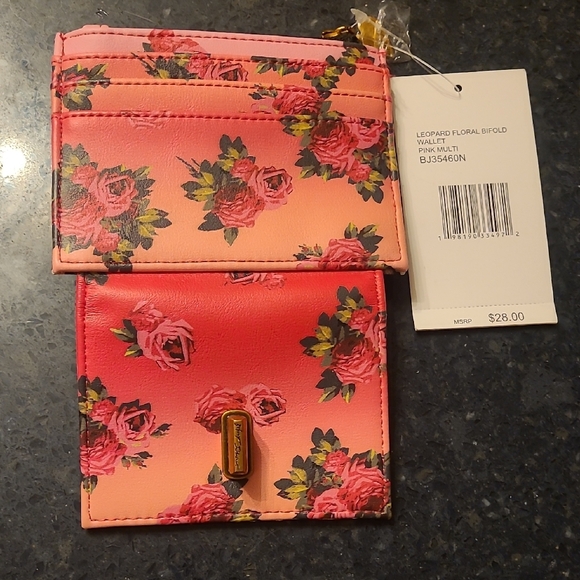 Betsey Johnson Pink Floral Wallet with Gold Accents - Picture 4 of 4